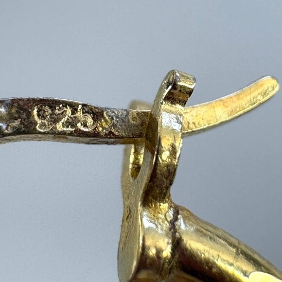 VTG Gold Over Sterling Silver 925 Hoop Earrings Hinged Posts Size 0.75" Length - Picture 5 of 9